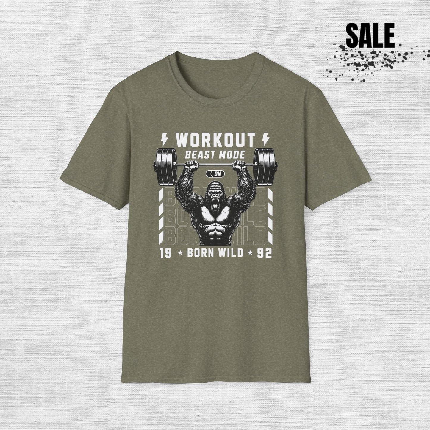 Workout Beast Mode T-Shirt — Born Wild 1992 Gym Tee