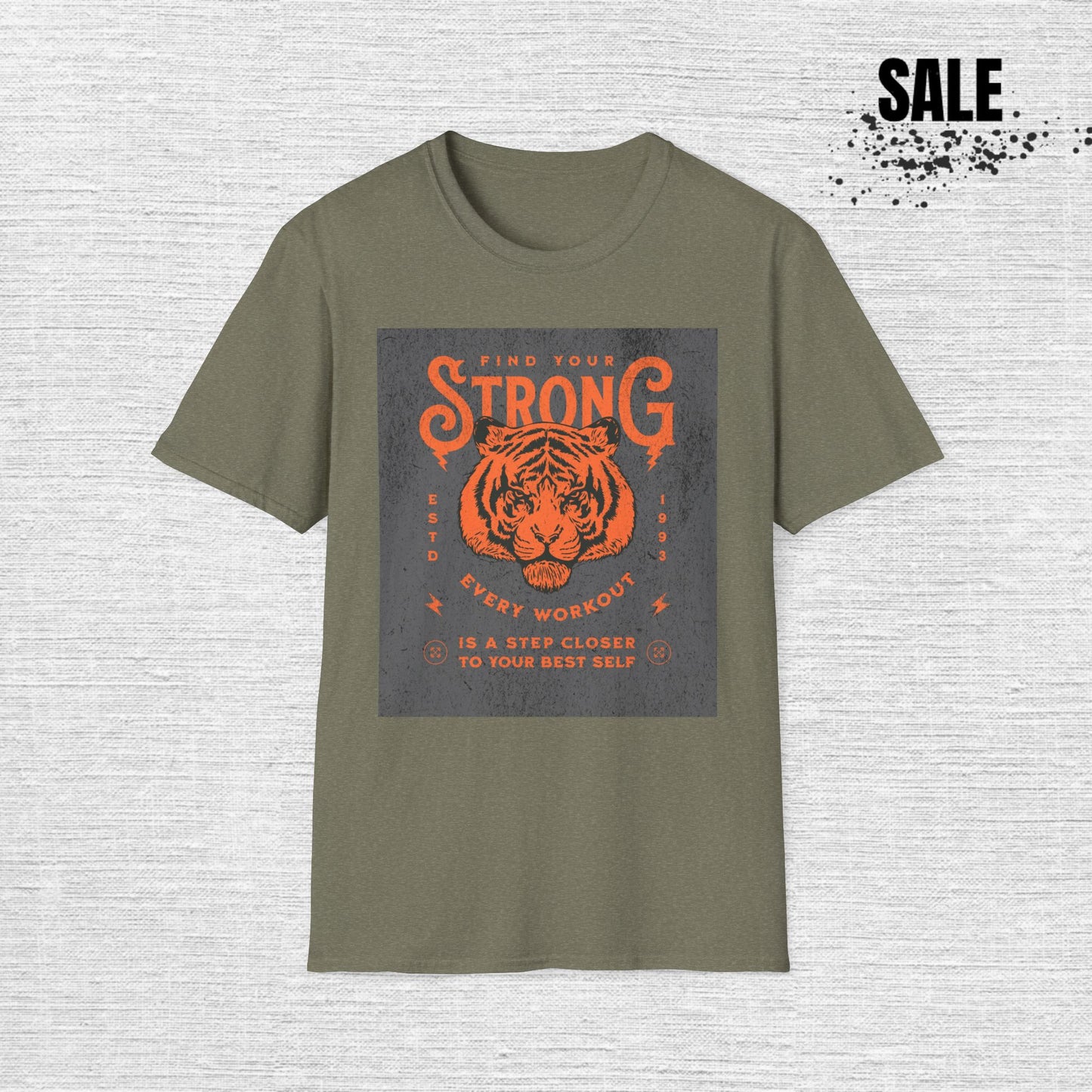 Tiger Strength Graphic T-Shirt — "Find Your Strong" Motivational Tee