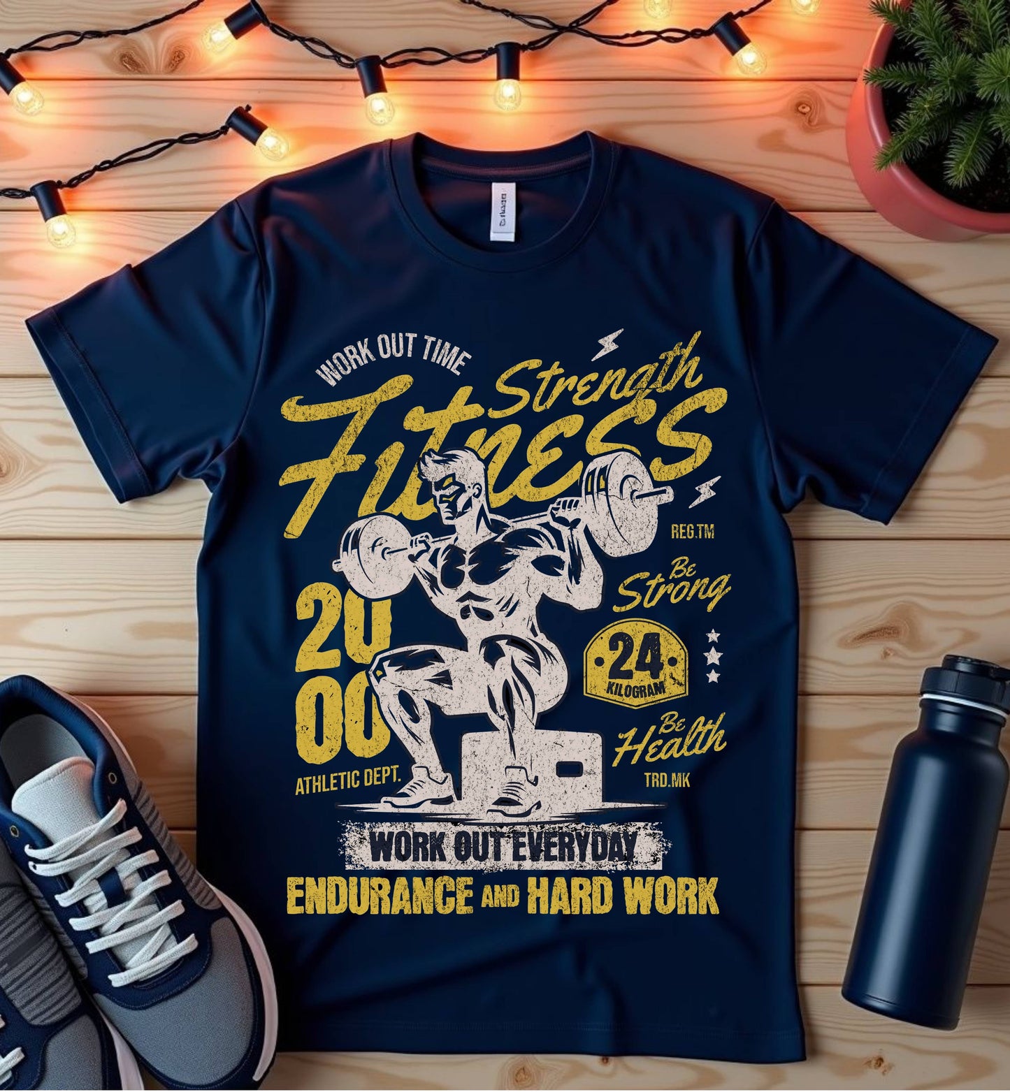 Fitness Strength Gym T-Shirt — 'Work Out Every Day' Motivational Workout Tee