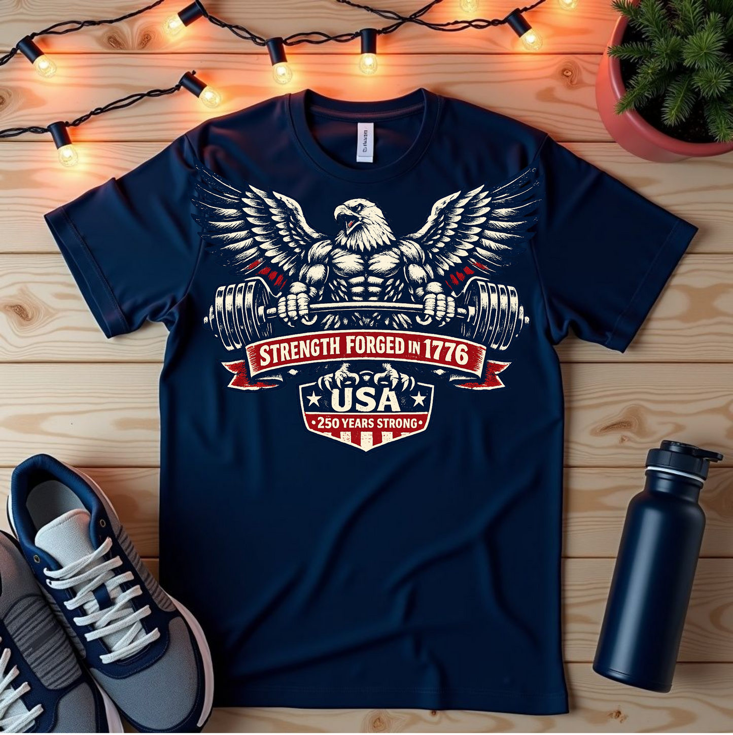 Patriotic Eagle T-Shirt — "Strength Forged in 1776" USA Vintage Graphic 250th anniversary