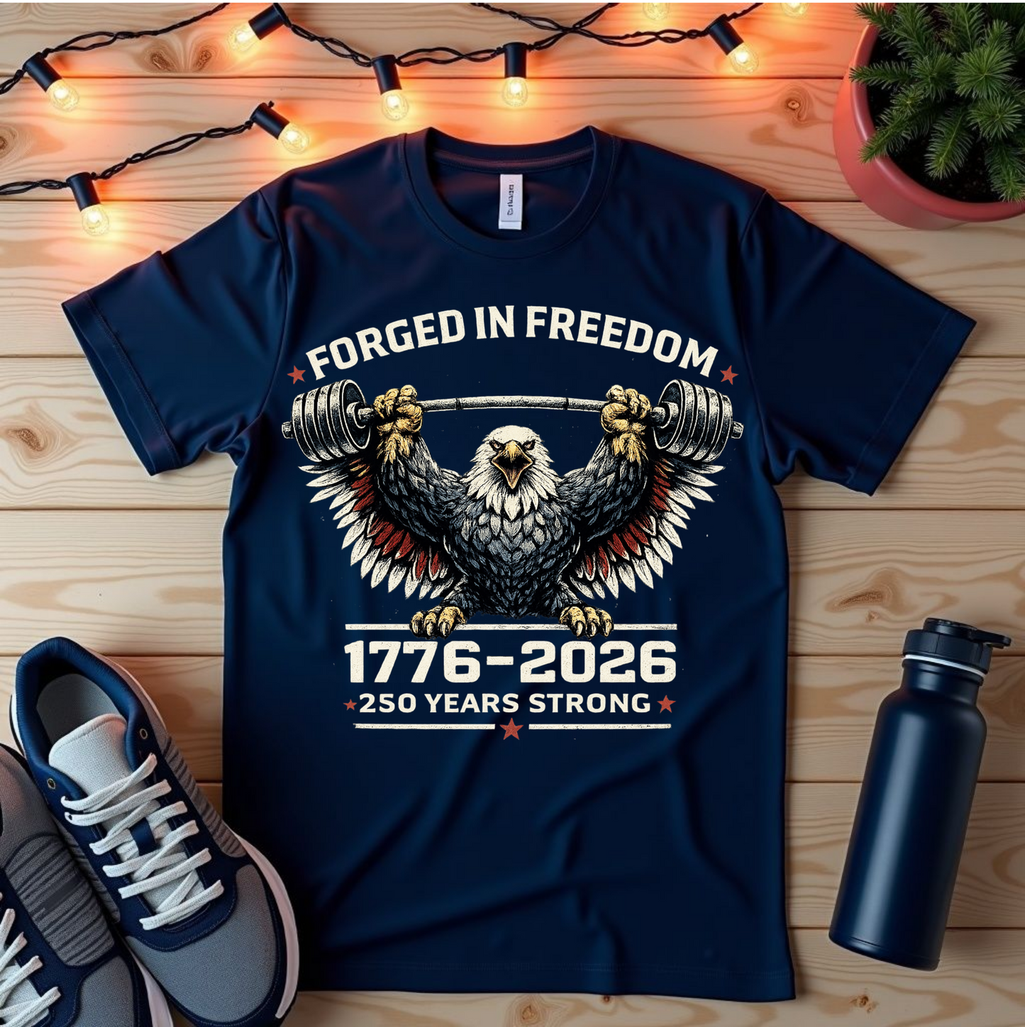 T-Shirt — "Forged in Freedom 1776–2026" Patriotic Eagle 250 Years Anniversary