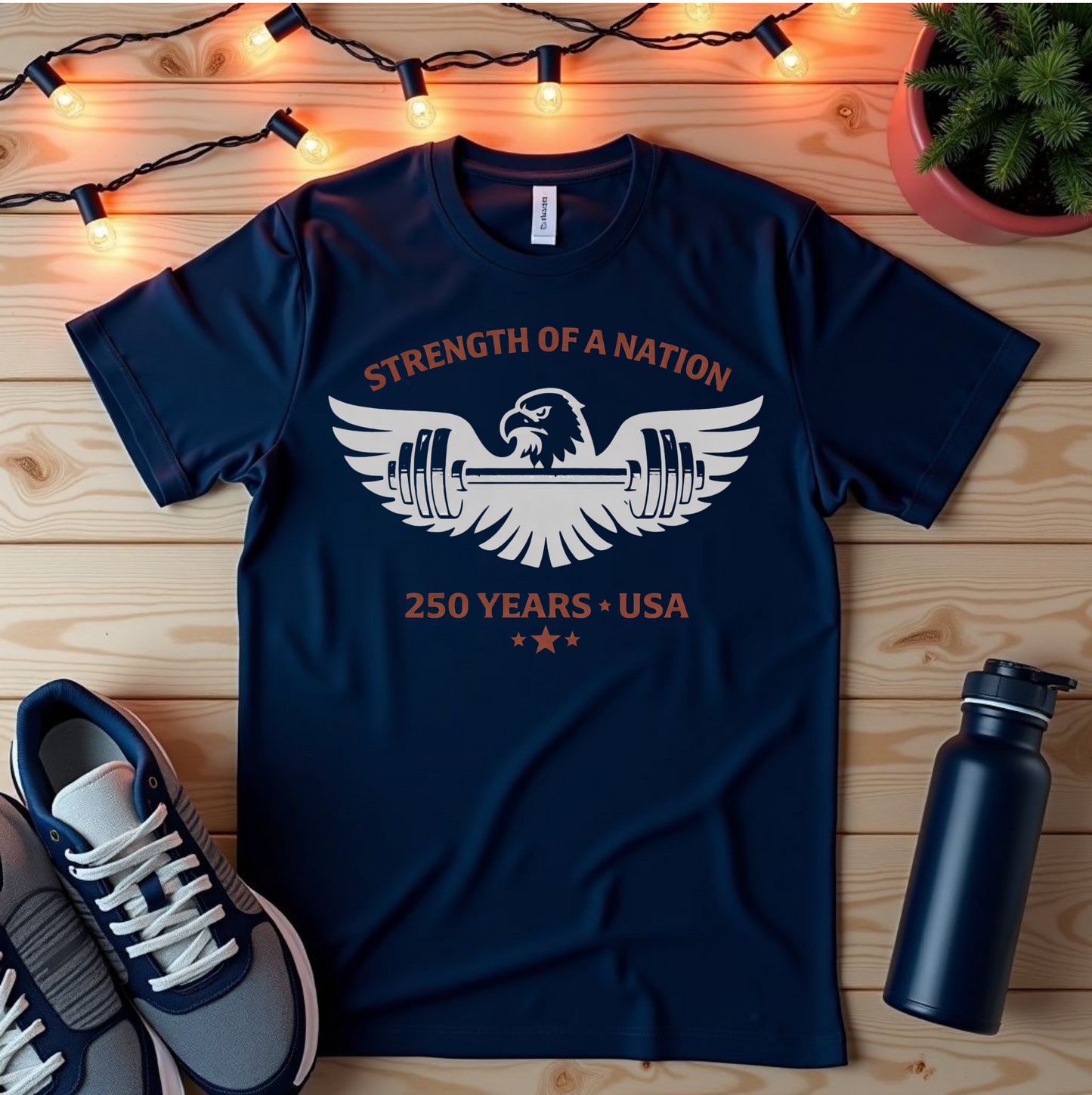 T-Shirt — "Strength of a Nation 250 Years - USA" Patriotic Eagle Graphic