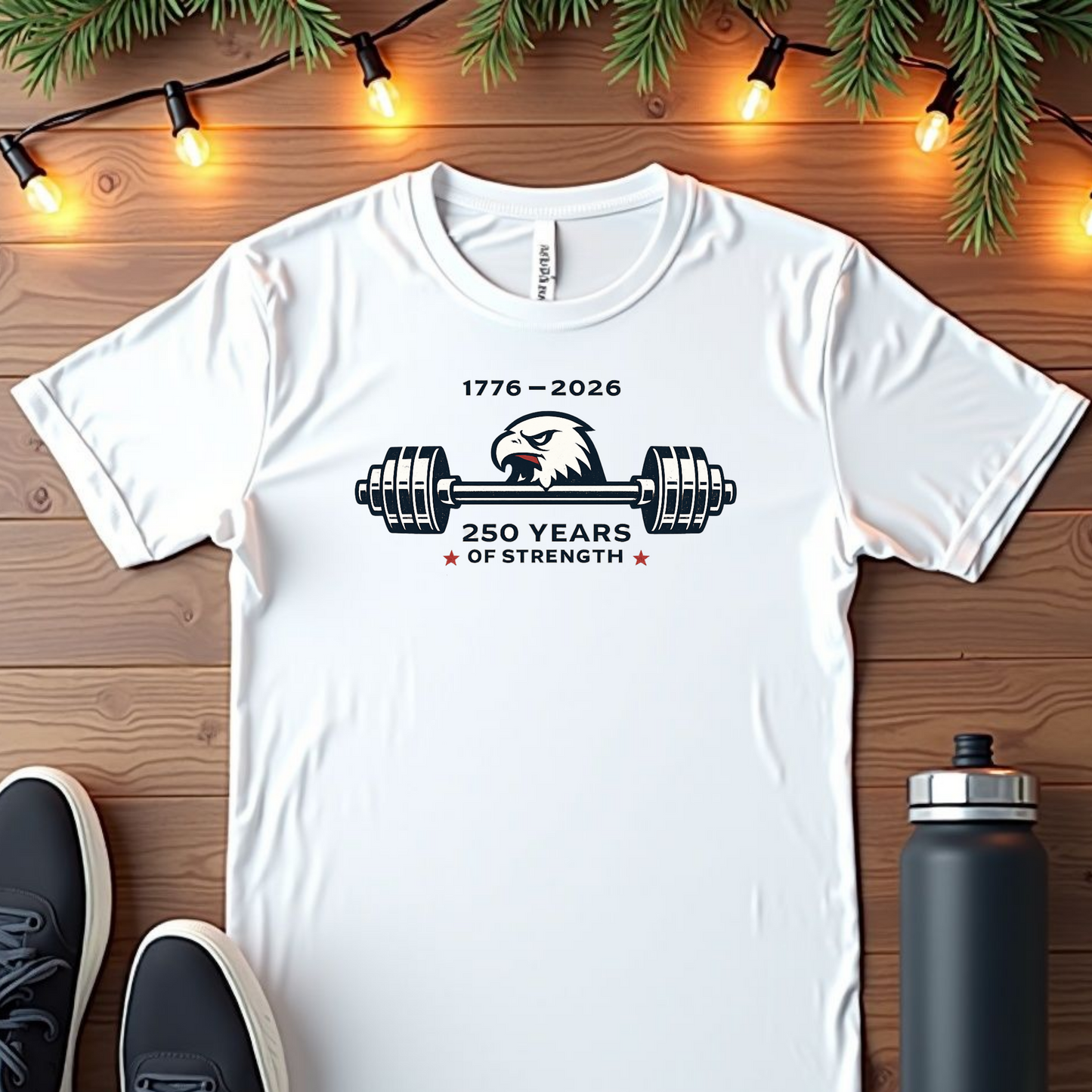 1776–2026 250 Years of Strength Barbell T-Shirt