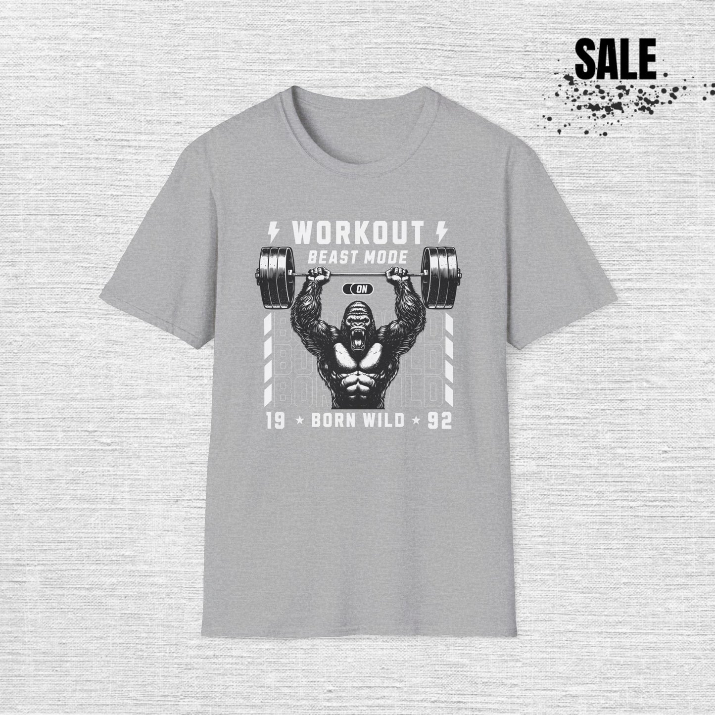 Workout Beast Mode T-Shirt — Born Wild 1992 Gym Tee