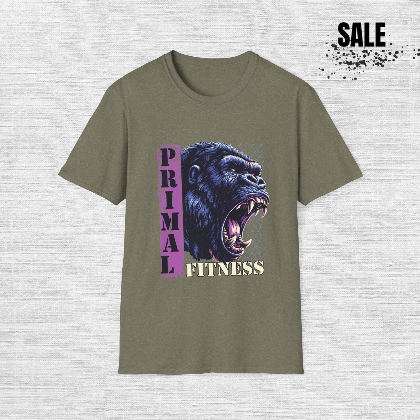Primal Fitness T-Shirt — Roaring Gorilla Gym Tee for Men & Women