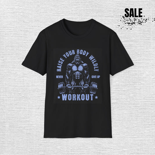 Workout Gym T-Shirt — "Raise Your Body Wildly" Motivational Fitness Tee