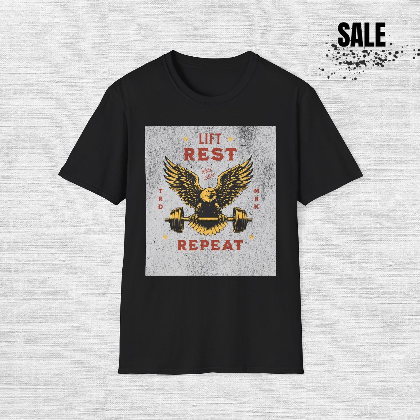 Lift Rest Repeat Gym T-Shirt — Eagle & Barbell Workout Tee