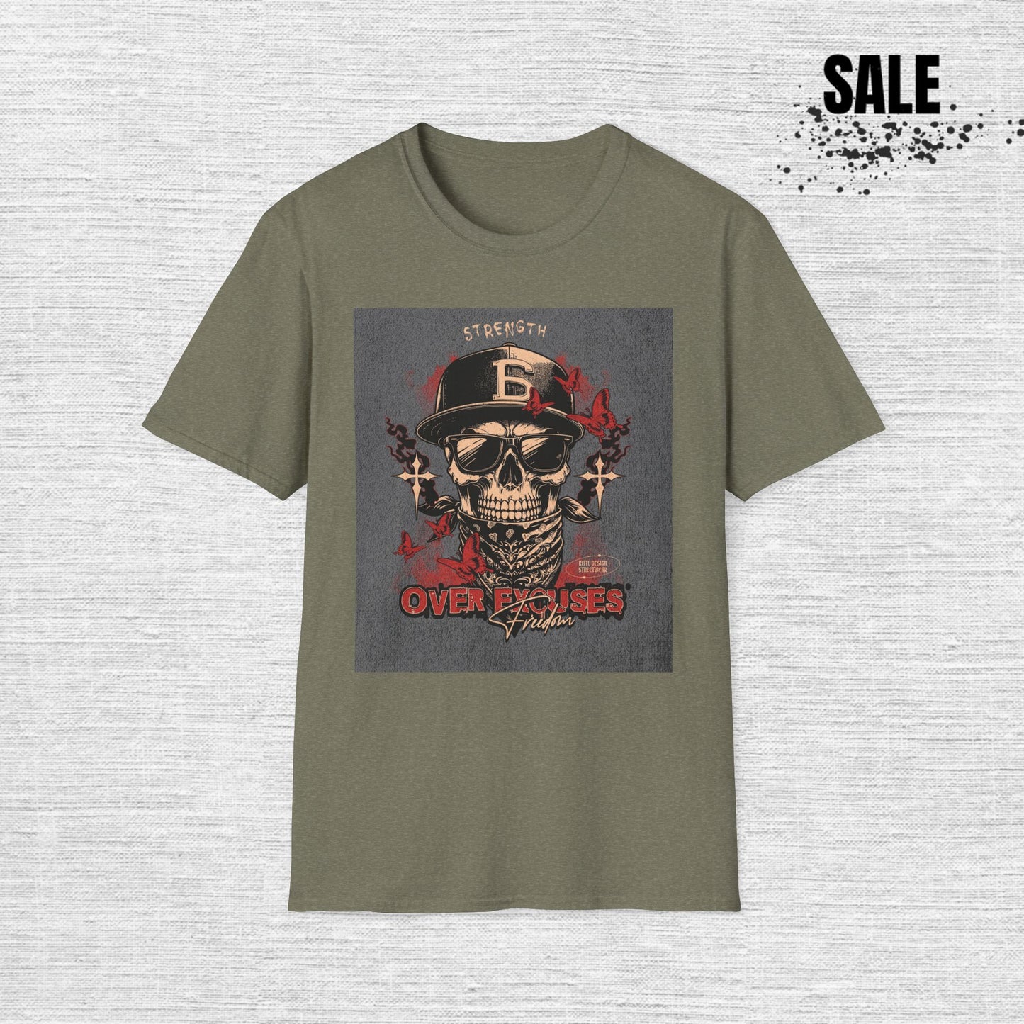 Skull Baseball 'Over Fighters' Graphic T‑Shirt