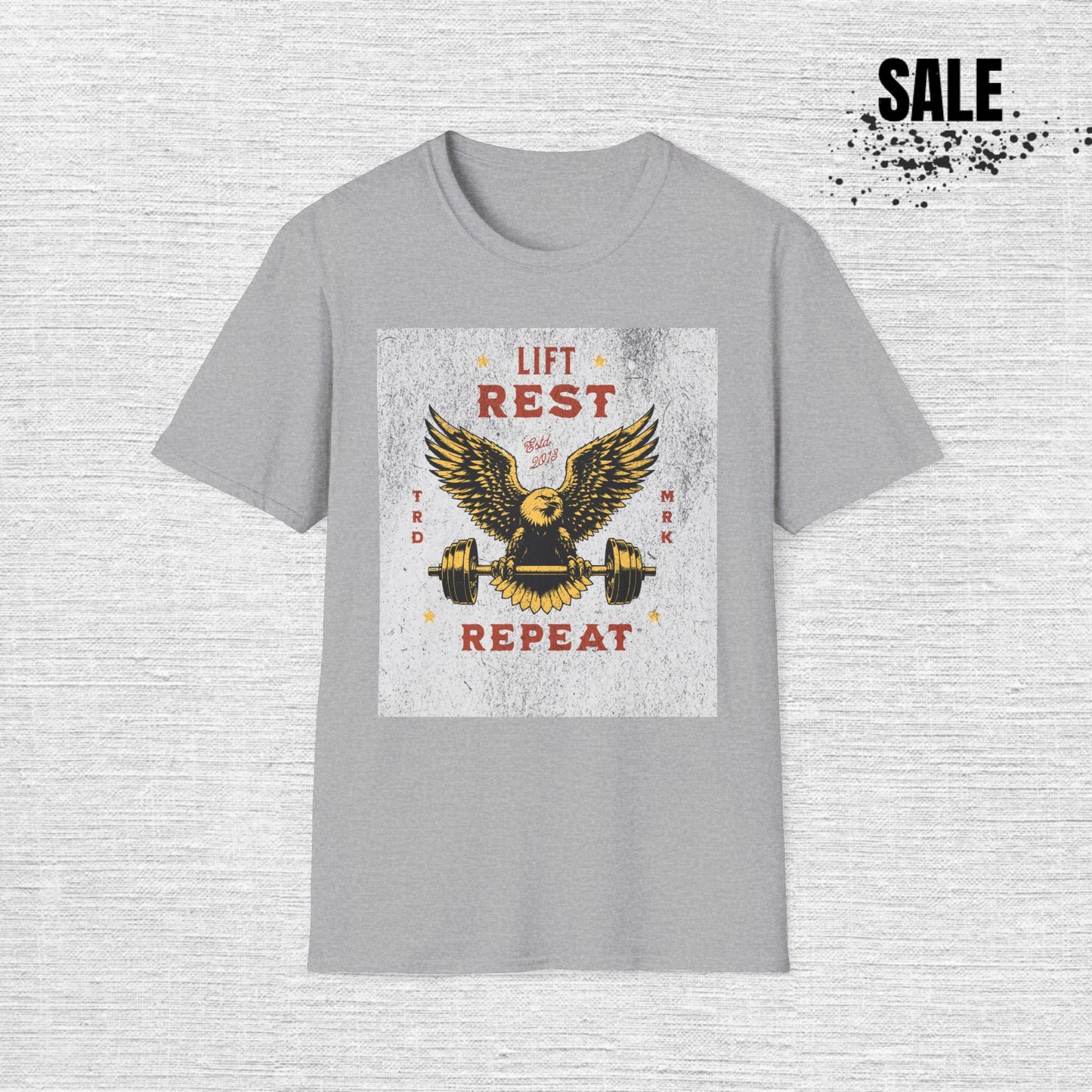 Lift Rest Repeat Gym T-Shirt — Eagle & Barbell Workout Tee
