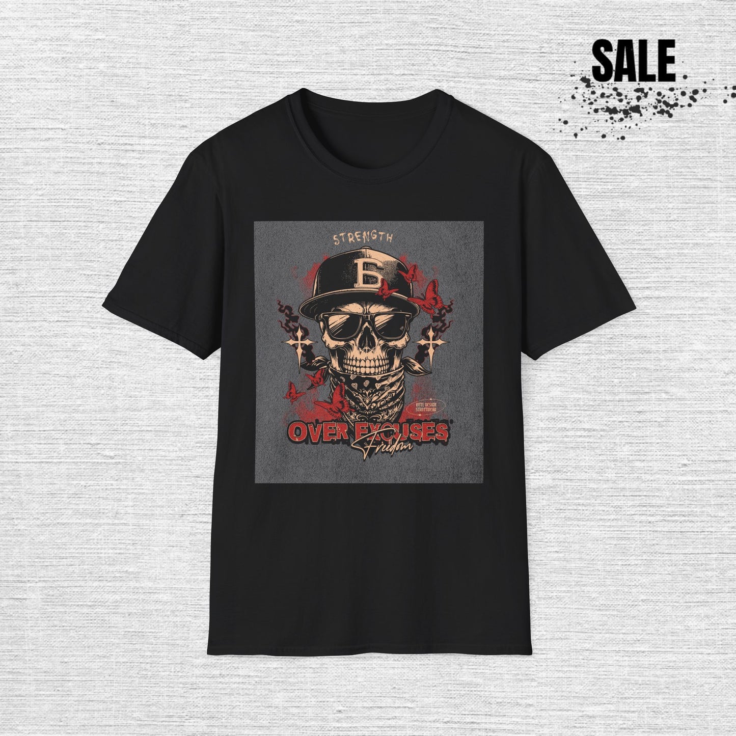 Skull Baseball 'Over Fighters' Graphic T‑Shirt
