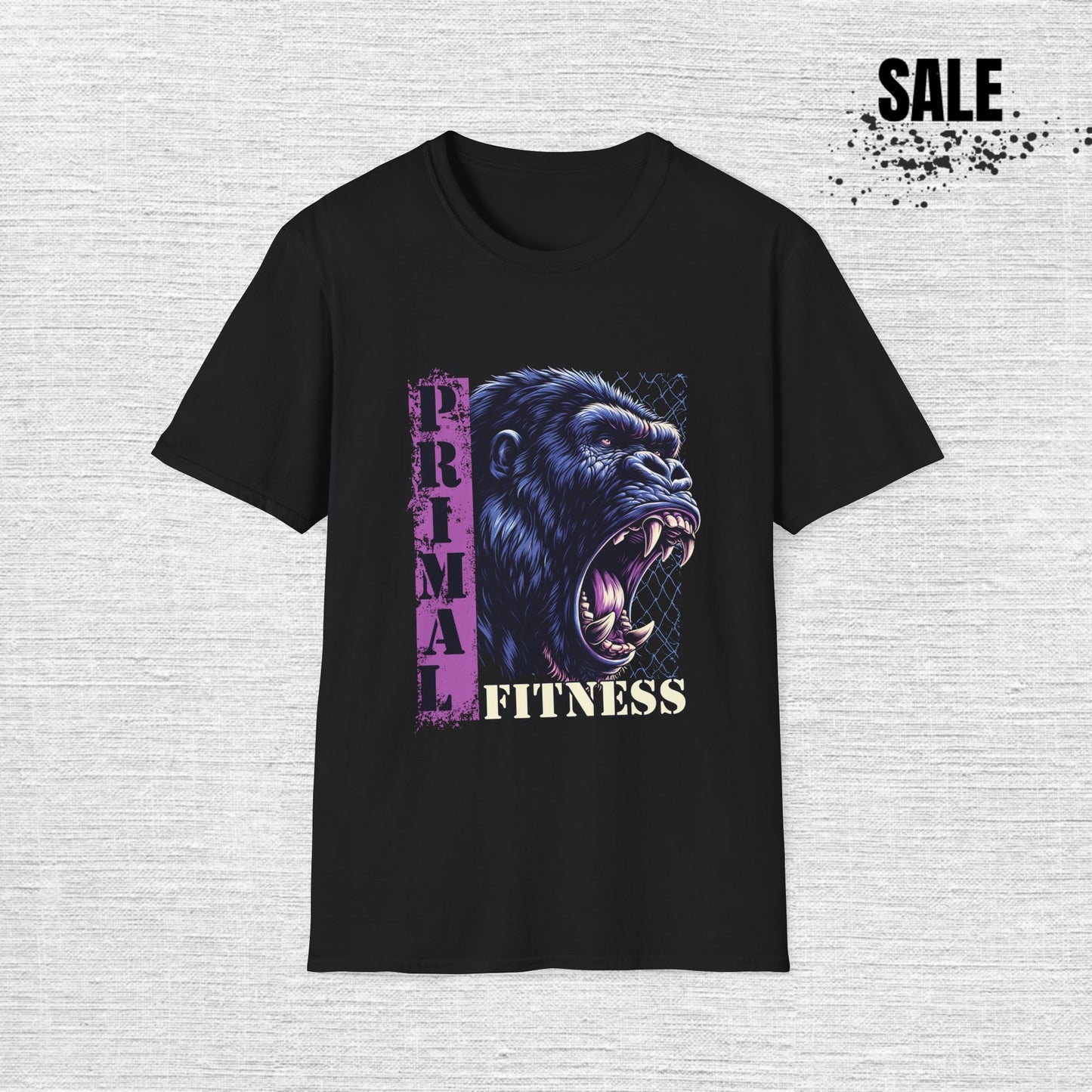 Primal Fitness T-Shirt — Roaring Gorilla Gym Tee for Men & Women