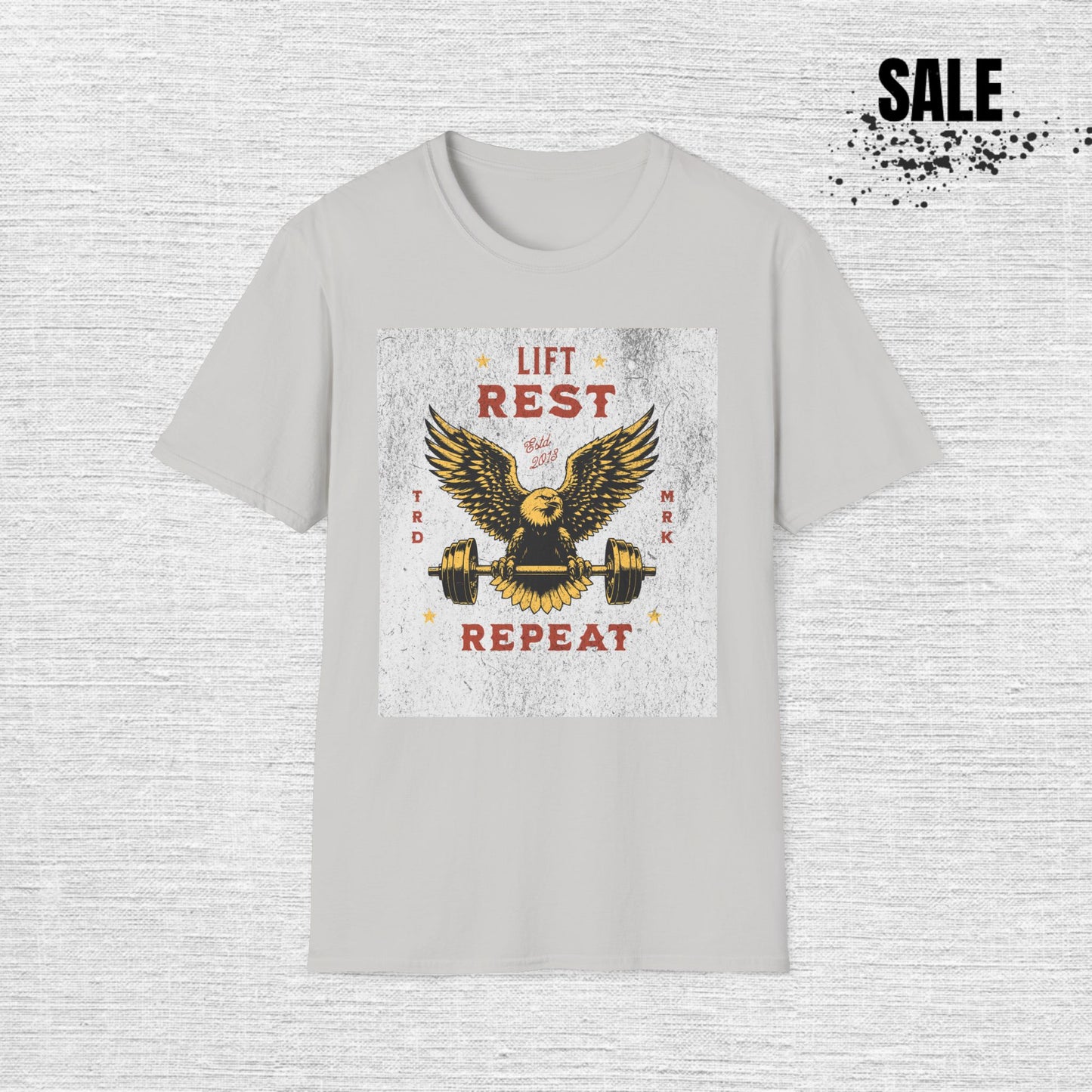 Lift Rest Repeat Gym T-Shirt — Eagle & Barbell Workout Tee