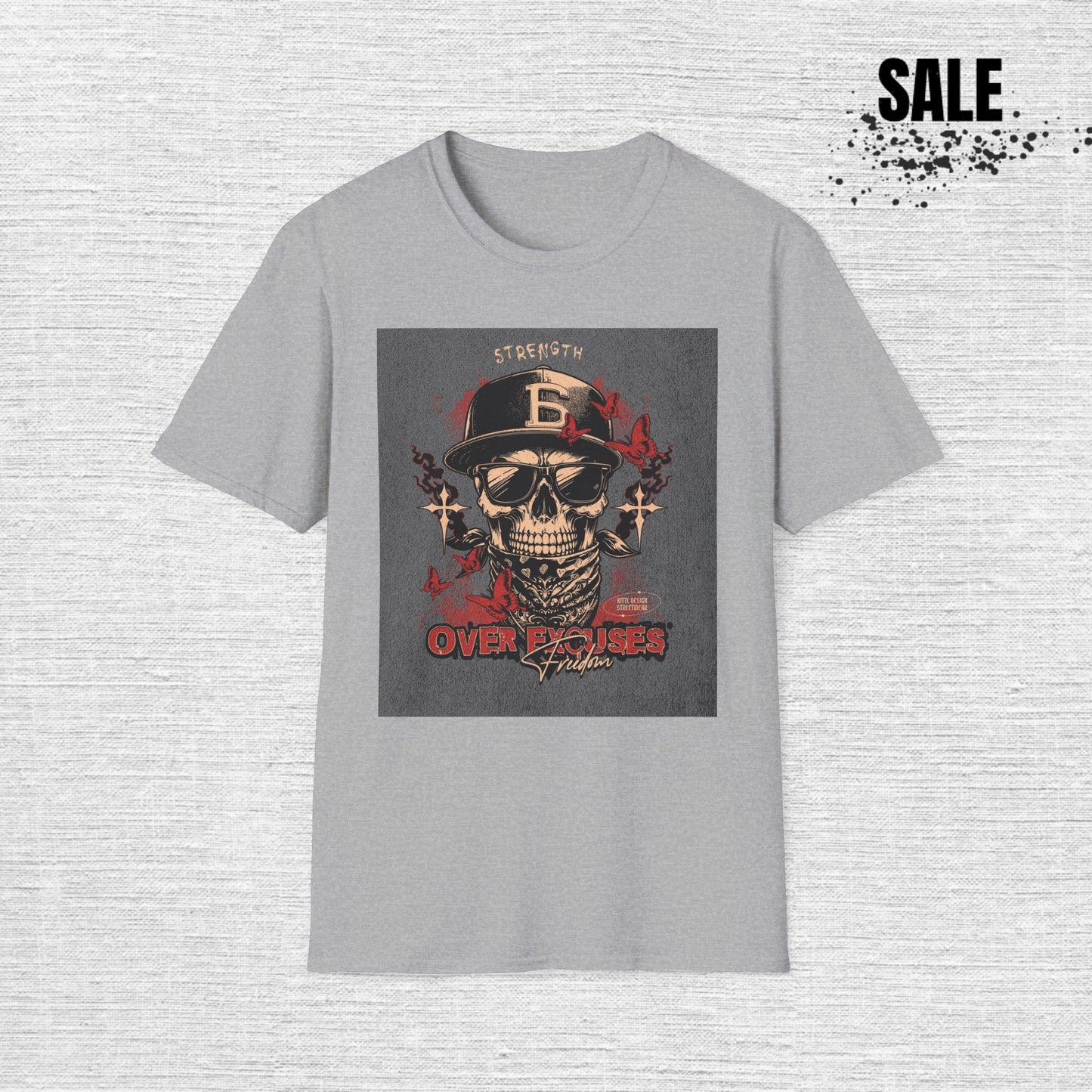 Skull Baseball 'Over Fighters' Graphic T‑Shirt