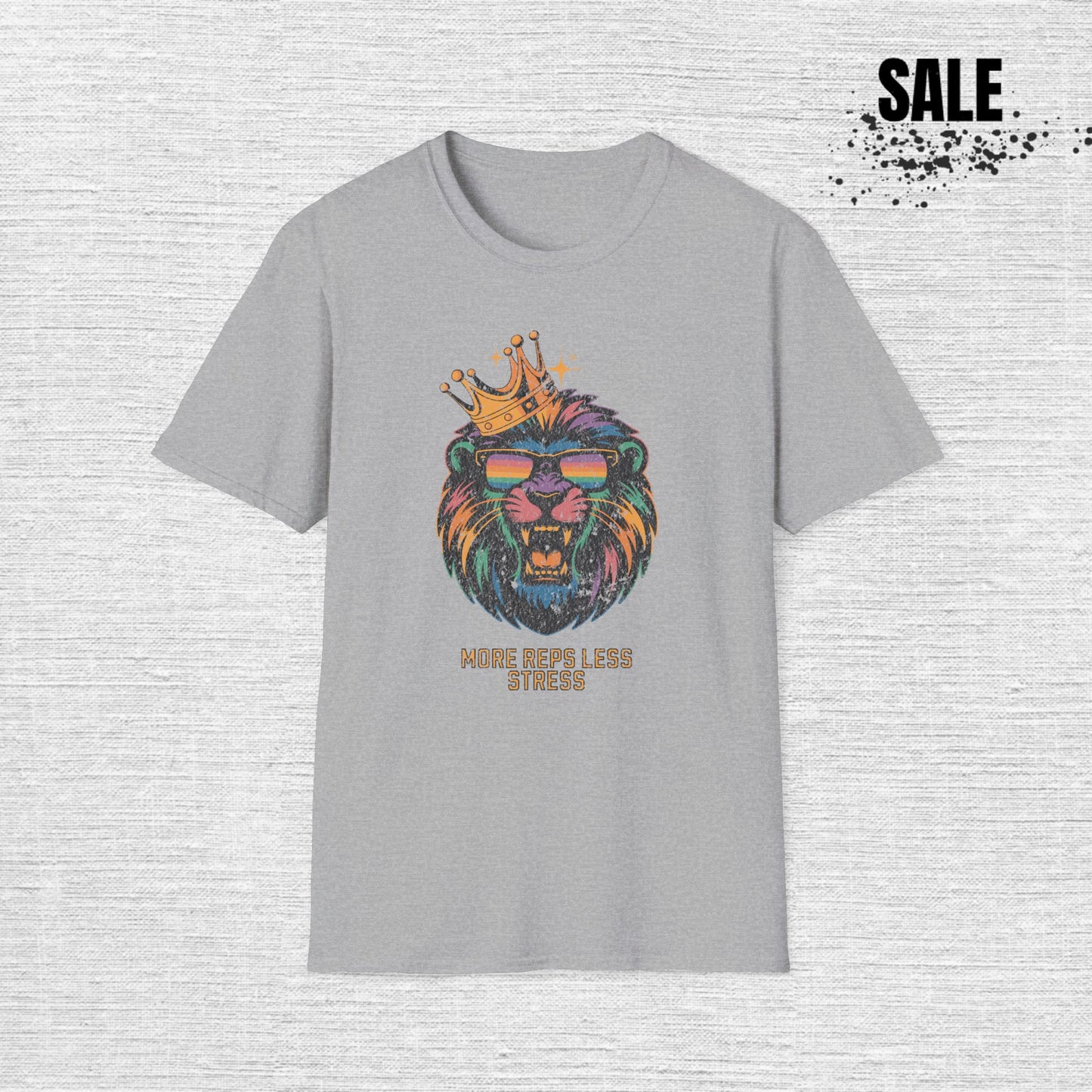 More Reps, Less Stress Lion T-Shirt — Workout Gym Tee