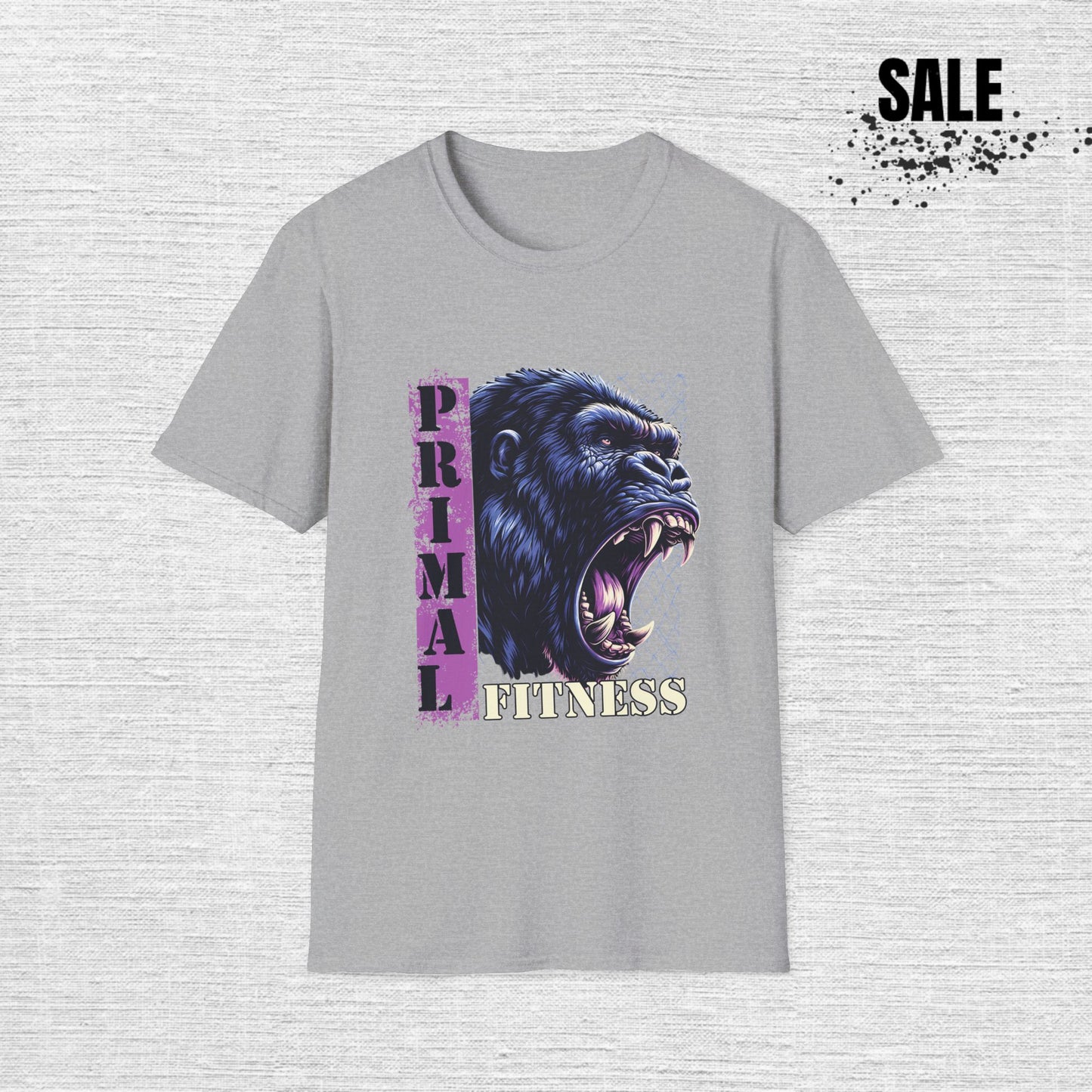 Primal Fitness T-Shirt — Roaring Gorilla Gym Tee for Men & Women