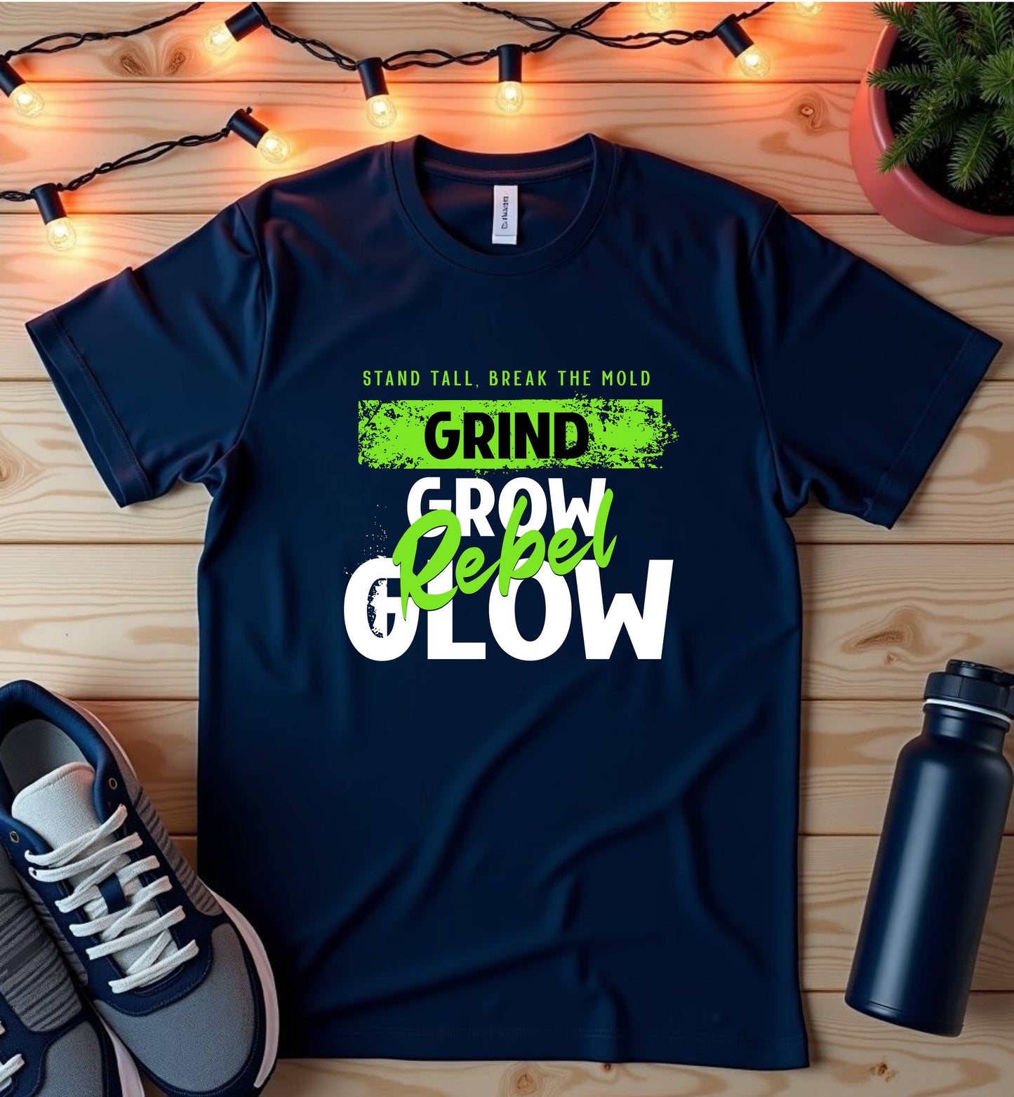 Grind Grow Glow Graphic Tee — Motivational Fitness T-Shirt