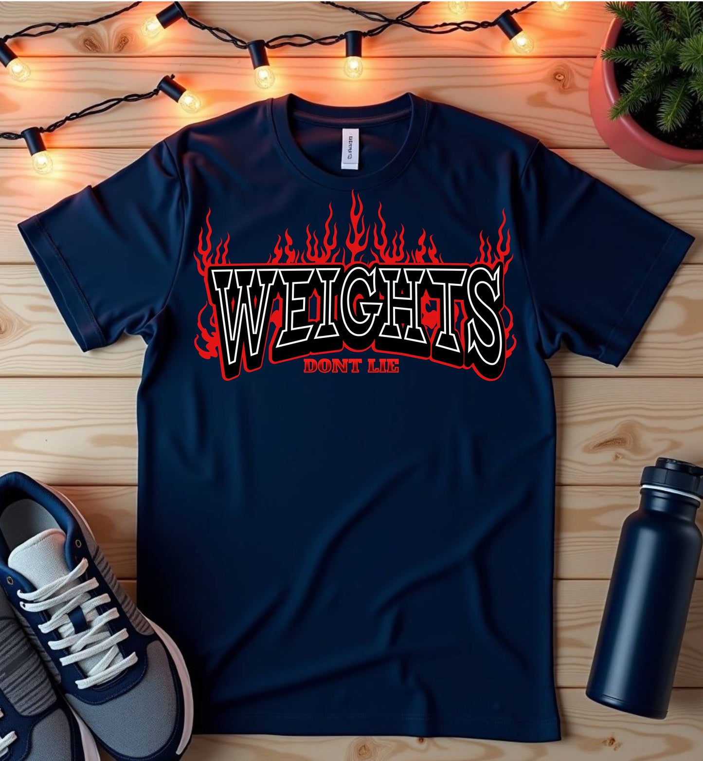 Weights Flame T-Shirt — Gym & Fitness Workout Tee