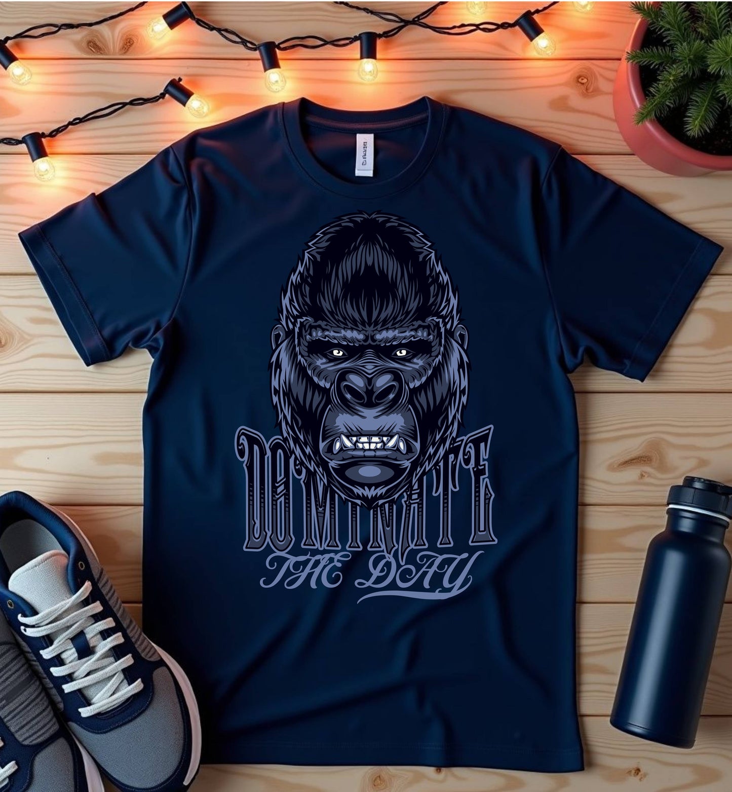 Gorilla King Graphic T-Shirt — "The Don" Blue Skull Ape Streetwear