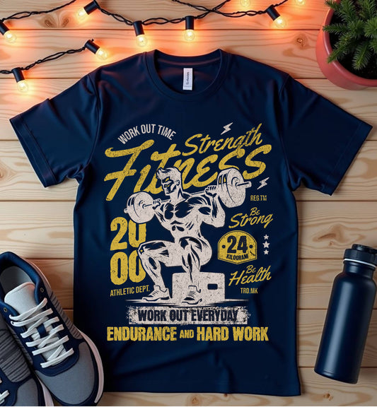 Fitness Strength Gym T-Shirt — 'Work Out Every Day' Motivational Workout Tee