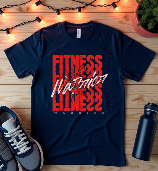 Fitness Glitch T-Shirt — Distressed Red 'FITNESS' Graphic Tee for Gym & Activewear