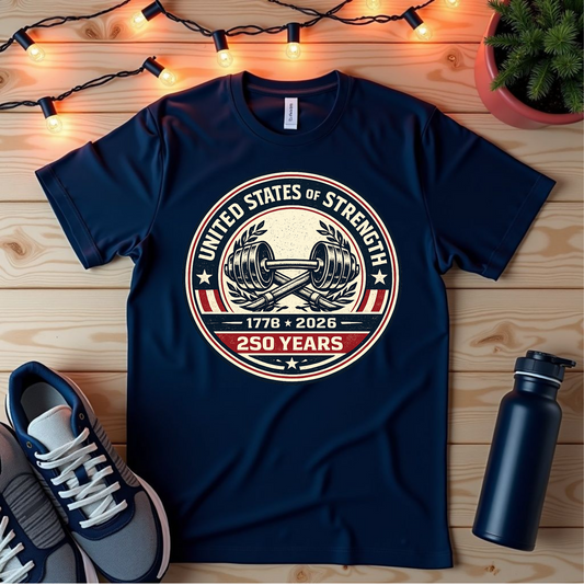 T-Shirt — United States of Strength 1776–2026 250 Years Patriotic Fitness Tee
