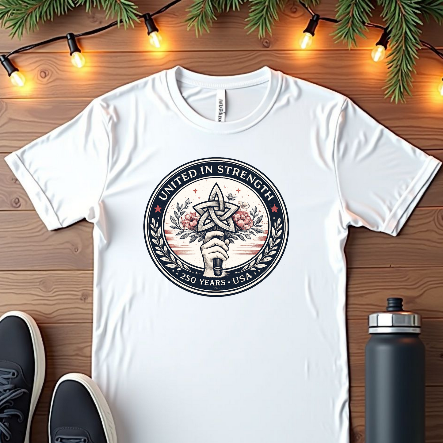 T‑Shirt — "United in Strength" Hand & Knot Emblem Tee