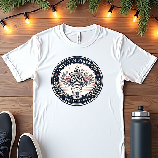 T‑Shirt — "United in Strength" Hand & Knot Emblem Tee