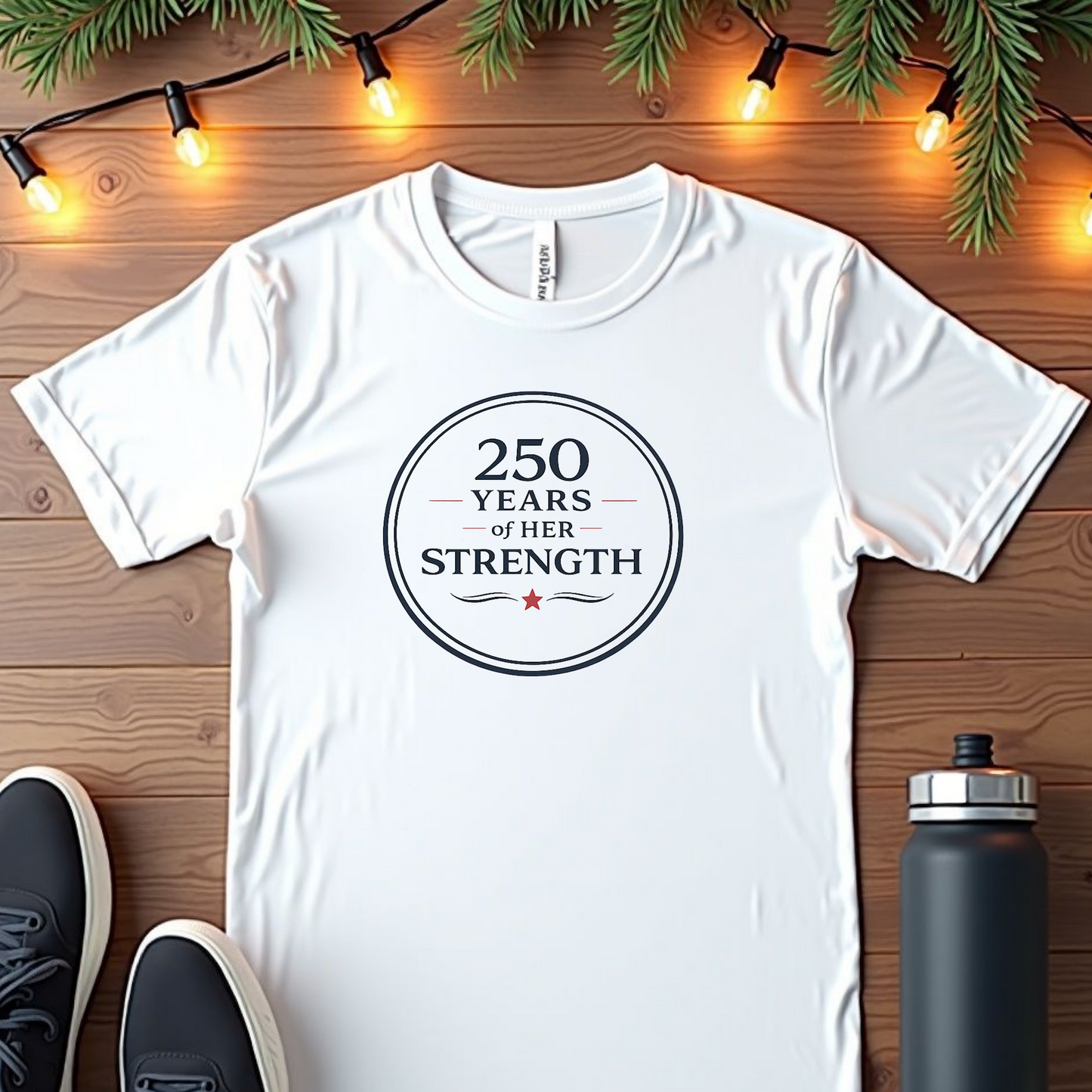 T-Shirt — "250 Years of Her Strength" Vintage Emblem Women's History Tee