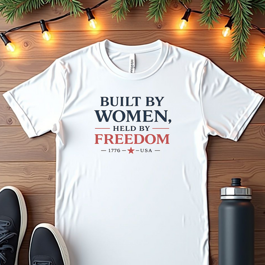 Built By Women Held By Freedom T-Shirt — Patriotic Women’s Empowerment Tee