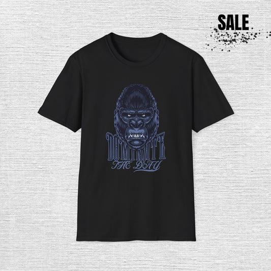 Gorilla King Graphic T-Shirt — "The Don" Blue Skull Ape Streetwear