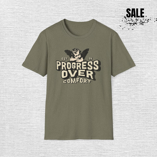 Progress Over Comfort T-Shirt — Motivational Vintage Fitness Tee