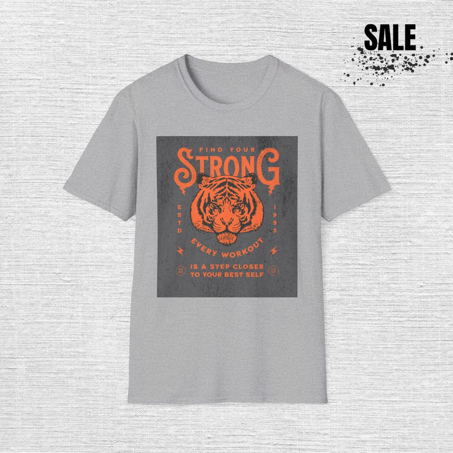 Tiger Strength Graphic T-Shirt — "Find Your Strong" Motivational Tee