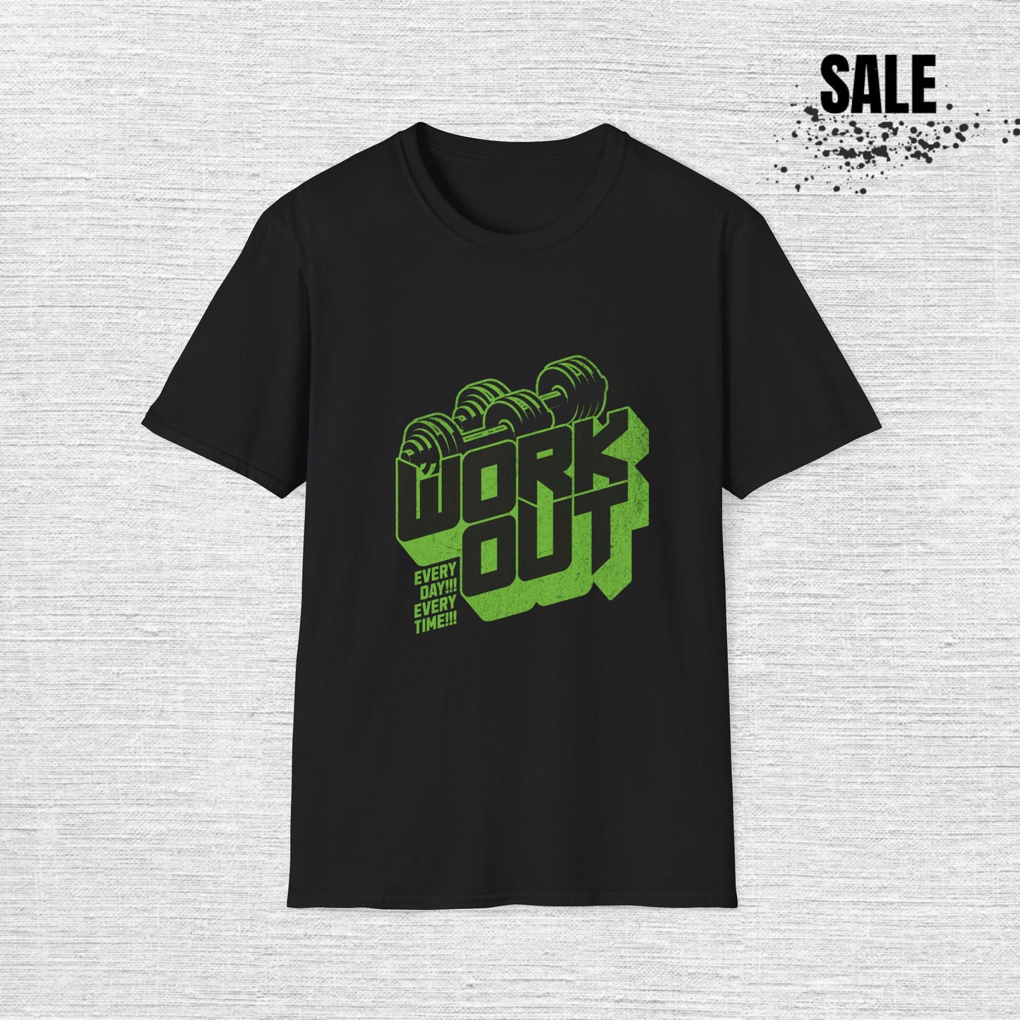 Workout Dumbbell Graphic T-Shirt — "Work Out" Fitness Tee