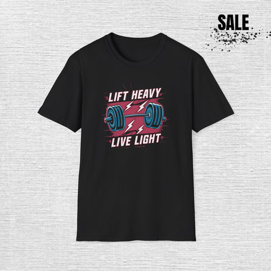 Lift Heavy Live Light T-Shirt — Motivational Weightlifting Gym Tee