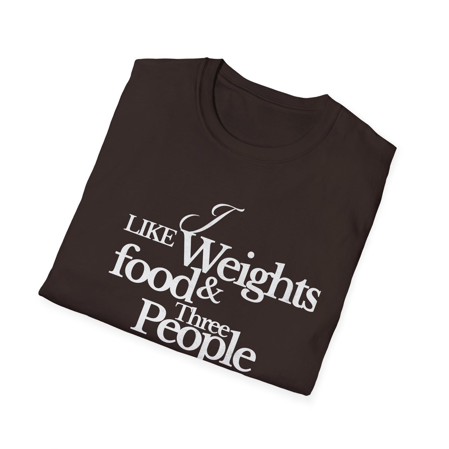 Fitness Enthusiast T-Shirt: 'I Like Weights & Food'