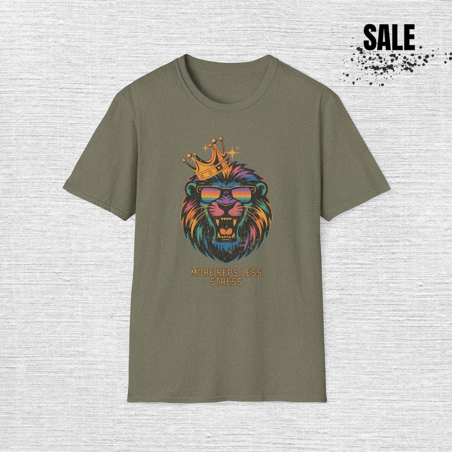 More Reps, Less Stress Lion T-Shirt — Workout Gym Tee