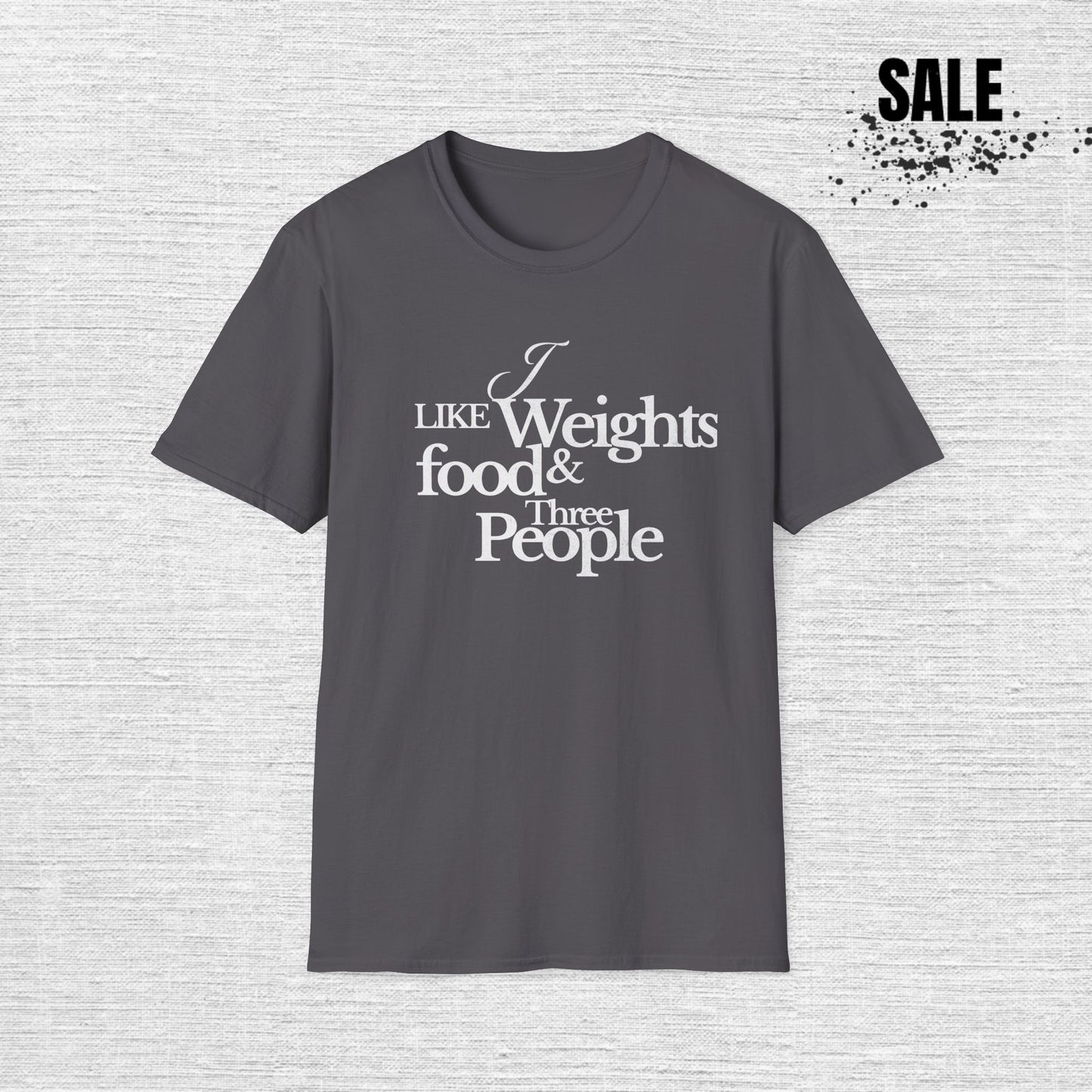 Fitness Enthusiast T-Shirt: 'I Like Weights & Food'